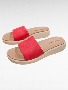 Pierre Dumas Slide Sandals Red and Tan Size 7M